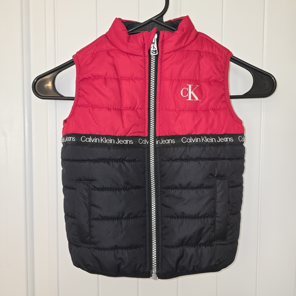 2T - Calvin Klein Kids Red and Black Puffer Vest